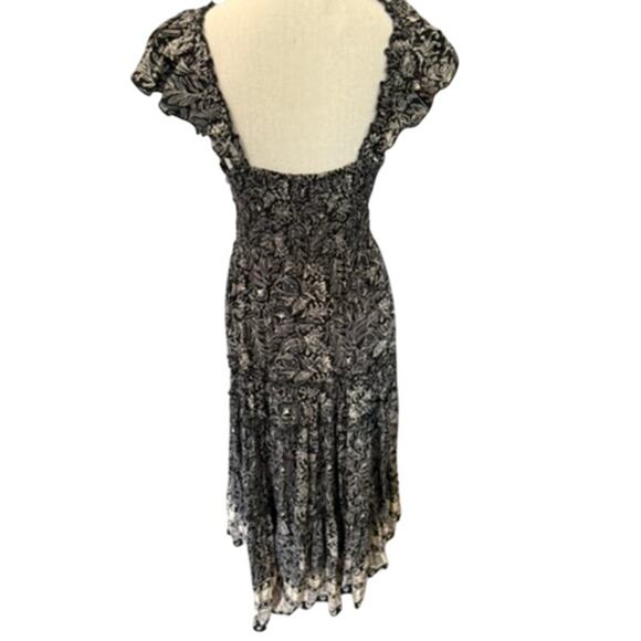 "ANGIE" Maxi Sundress SZ L Babydoll Summer Boho Layered Hippie Criss Cross Rayon - Picture 2 of 9